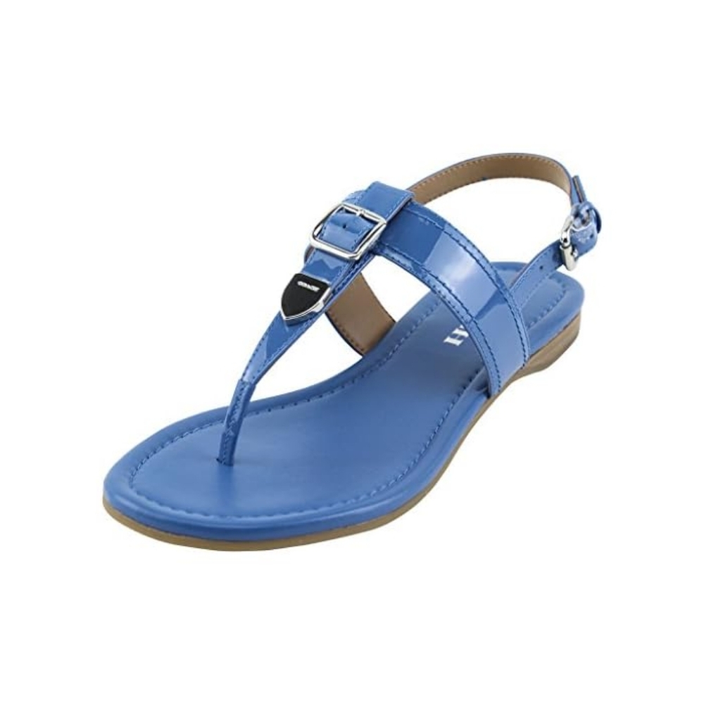 Coach Cassidy Metallic Tumbled Blue Sandals Sz 6B. Excellent Condition